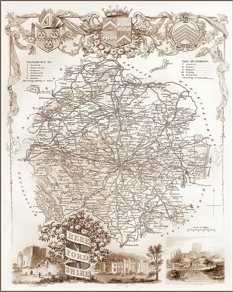 1840s Victorian Map of Herefordshire