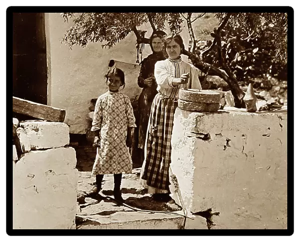 Grinding corn, Isle of Patmos, Greece, early 1900s