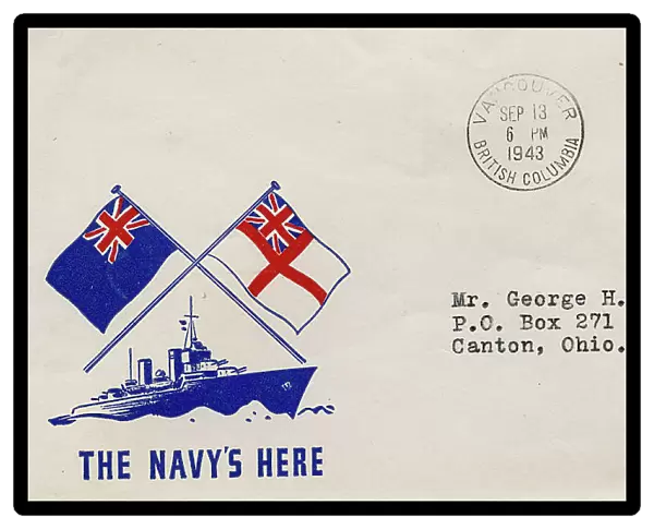 The Navy's Here, WW2 Canadian postal cover envelope