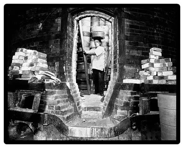 The Potteries Potter with Sagger early 1900s