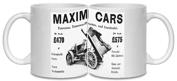 Maxim veteran car advertisement, early 1900s