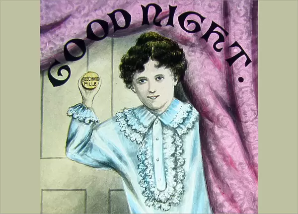 Victorian Magic Lantern Slide Beecham's Pills Goodnight