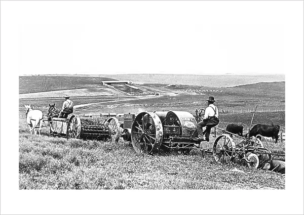 Plowing and spreading manure Nebraska USA early 1900s
