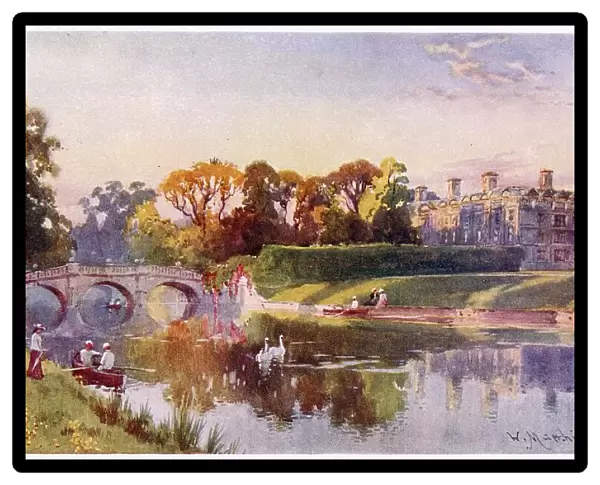 Cambridge: Clare College drawn in the Autumn from across the river. Date: 1907