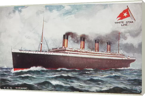 Titanic. A postcard with an illustration of the ill-fated Titanic ocean liner