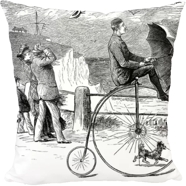 Penny Farthing Bicycle under full sail, 1890