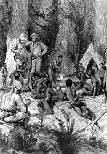 H. M. Stanleys meeting with Forest Pygmies, Central Africa