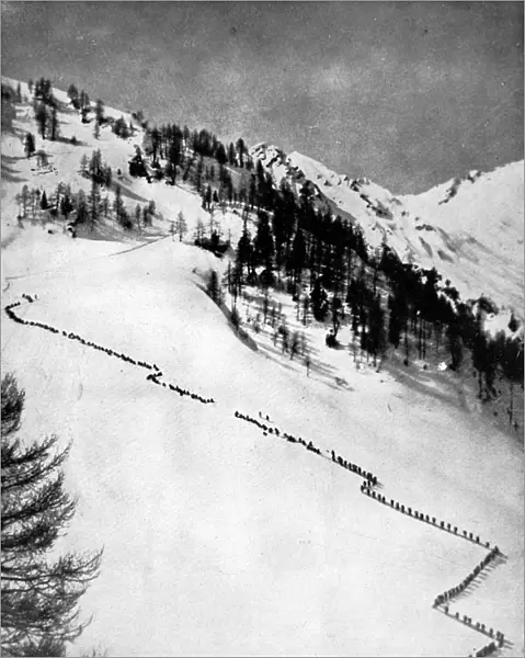 Italian Alpini climbing Monte Adamello