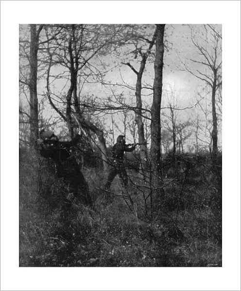 Hit. A photograph taken by a French dragoon showing a fellow soldier struck