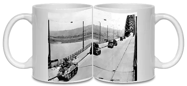 British Tanks on Nijmegen Bridge; Second World War, 1944