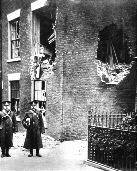 Scarborough after the German east coast bombardment: Kingscliffe camp offices damaged by a shell