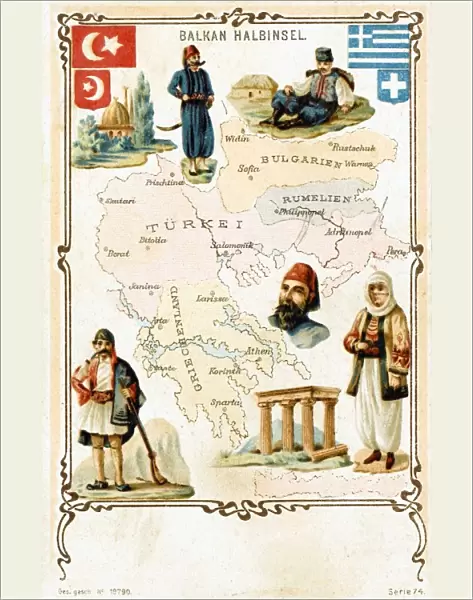 Map of the Balkans, highlighting Greek and Turkish territory