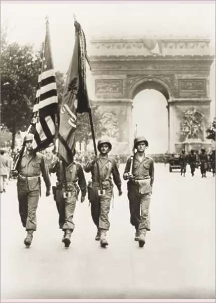 American Flags in the Champs Elysees