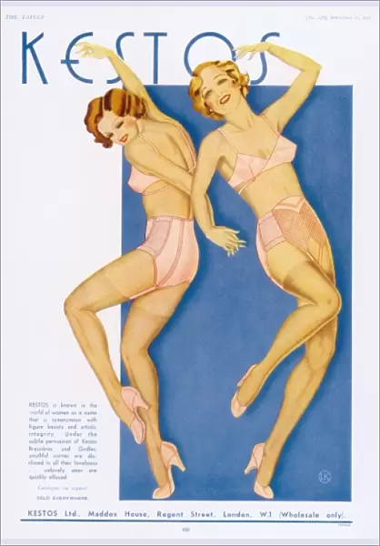 Advertisement for Kestos Backless Brassieres and girdles