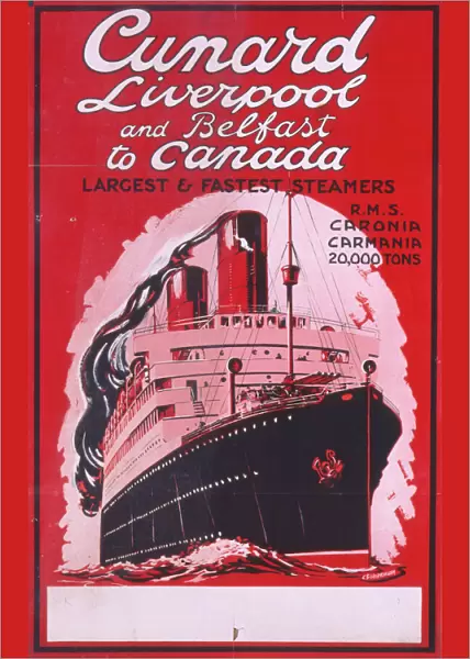 Poster advertising Cunard from the UK to Canada