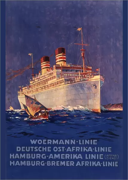 Poster advertising the Woermann Line