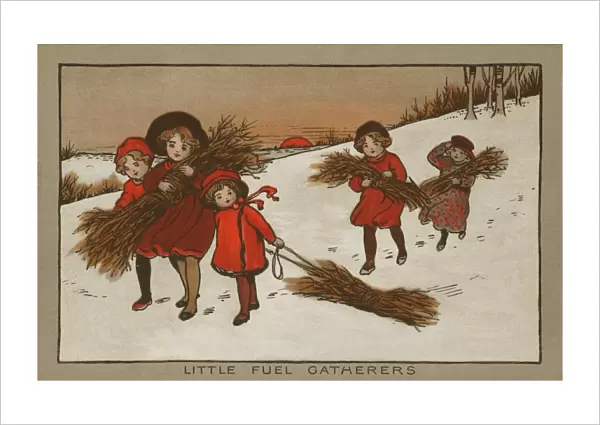 Children gathering firewood by Ethel Parkinson