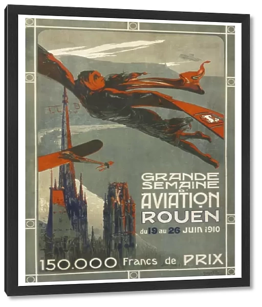 Poster advertising aviation week at Rouen, 1910