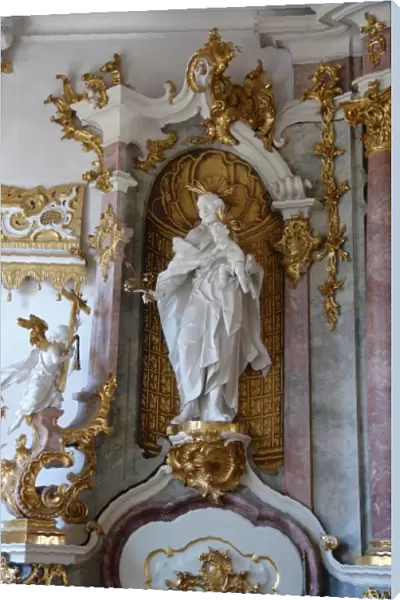 Statue in niche, Golden Hall, Dillingen, Bavaria, Germany