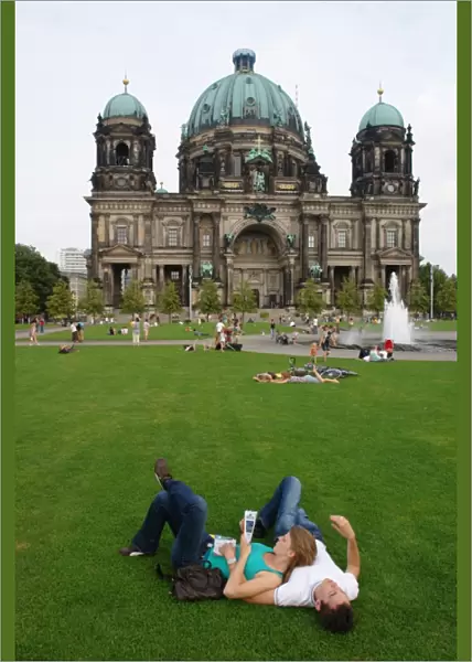 Visitors in front of Berlin Cathedral, Germany