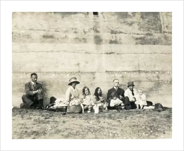 Large family group having a picnic