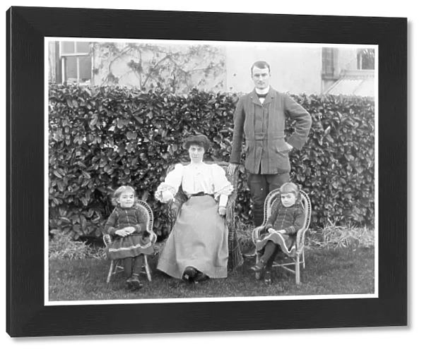Edwardian family group in garden, Mid Wales