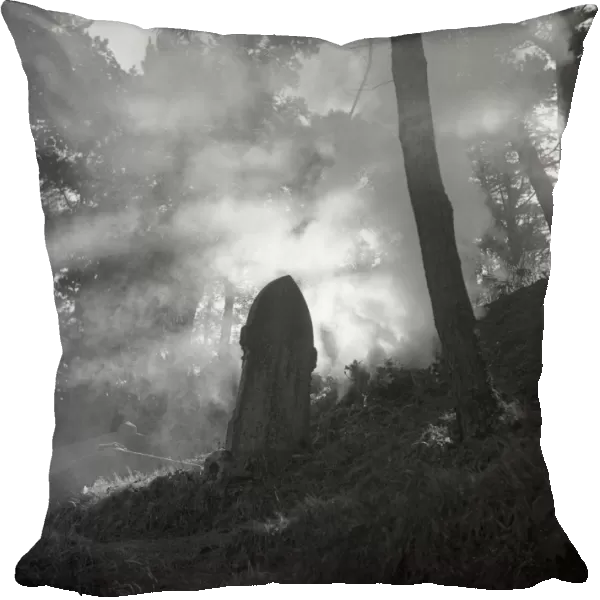 Spooky church gravestone