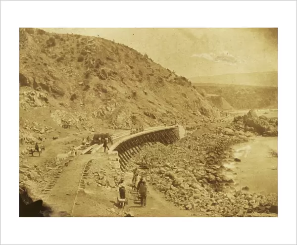Curved section of railway track under construction