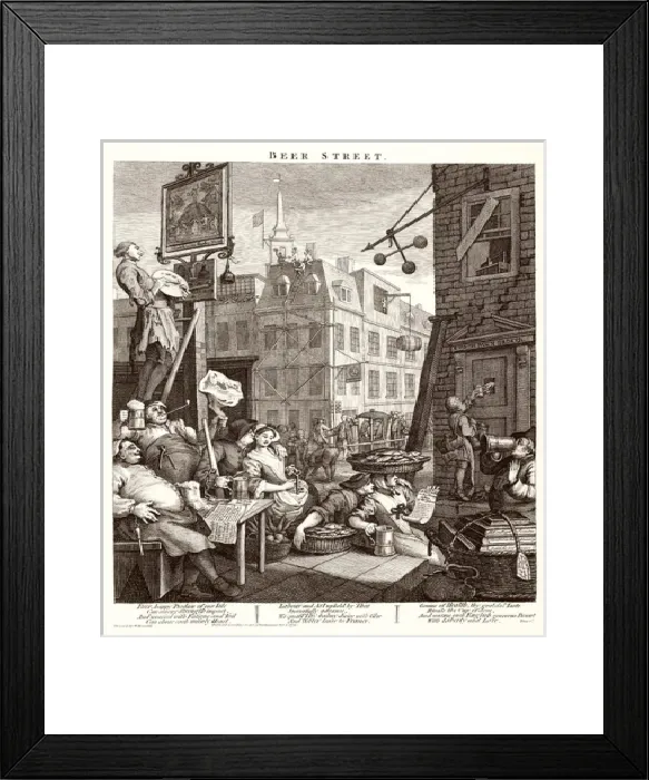 Framed Print : Beer Street Print, a Scene of London's Happy Tradesmen Framed Print : Beer Street Print, a Scene of London's Happy Tradesmen