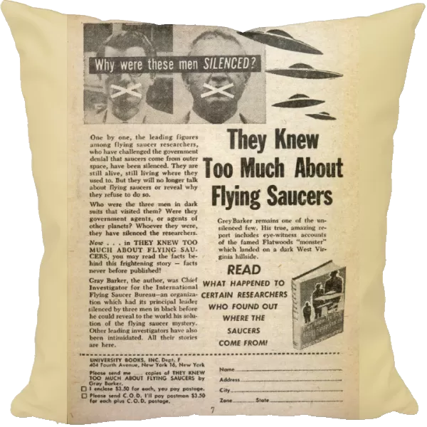 Advertisement for a book about flying saucers
