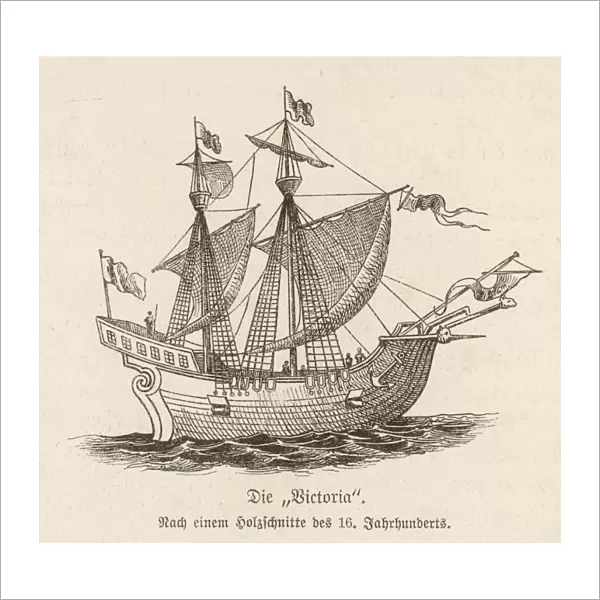 MAGELLAN. One of the five vessels of his fleet, the caravel Victoria