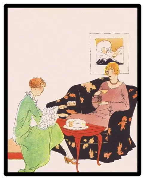 Art deco illustration of afternoon tea, 1920s