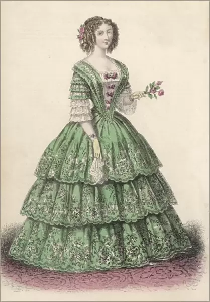 Green Dress Early 1850S