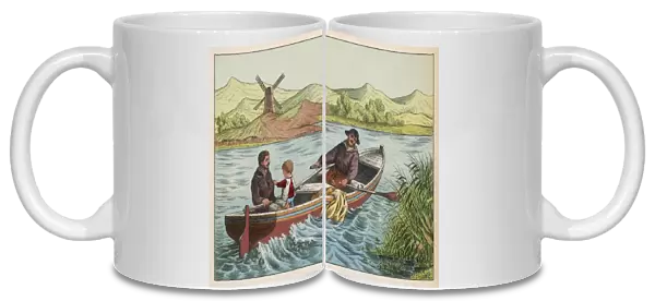 Two Men, Child, Boat