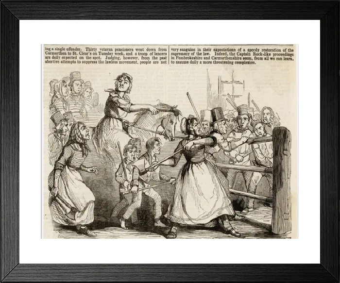 Framed Print : Print of Rebecca Riots in South Wales, 1843