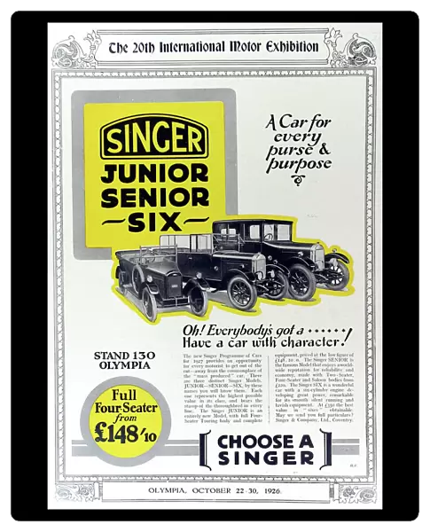 Advertisement for Singer cars