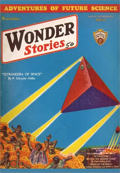 Tetrahedra of Space, Wonder Stories Scifi Magazine Cover