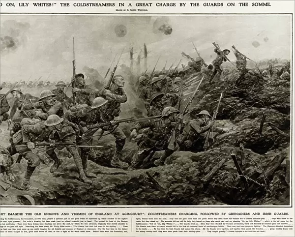 Coldstreamers in a Great charge by the guards on the Somme