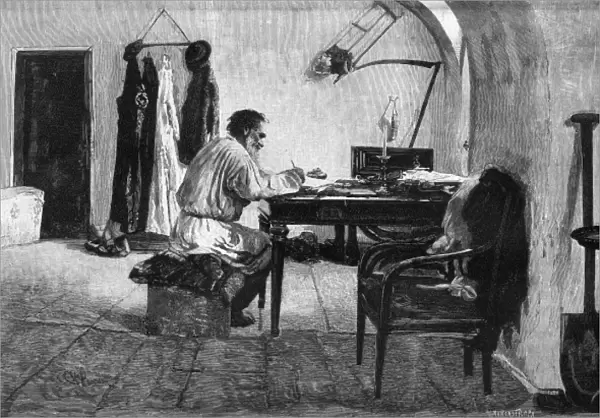 Leo Tolstoy in Study  /  B  /  W