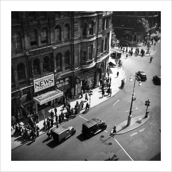 Aerial view near Leicester Square, London