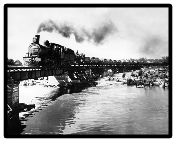Train crossing Orange River, South Africa, WW1