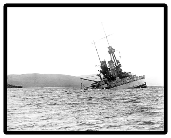 SMS Bayern sinking after being scuttled, Scapa Flow, WW1