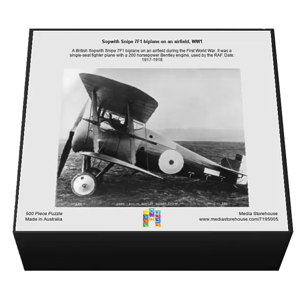 Sopwith Snipe 7F1 biplane on an airfield, WW1