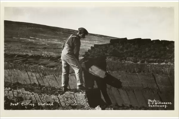 Shetland Islands - Cutting a peat bank