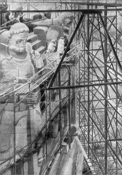 Construction of the Battle of Nations memorial, Leipzig, 191