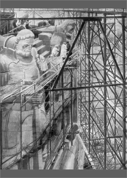 Construction of the Battle of Nations memorial, Leipzig, 191