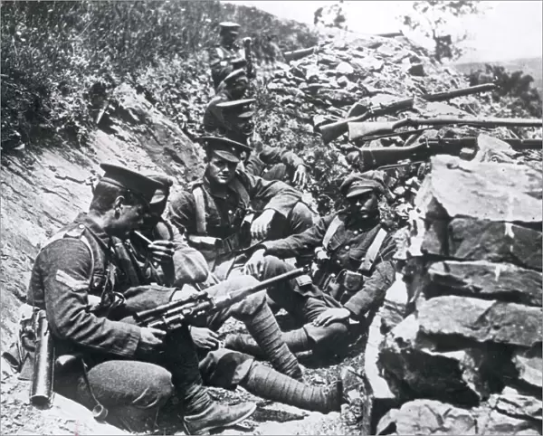 British troops in a trench, Salonika Front, WW1