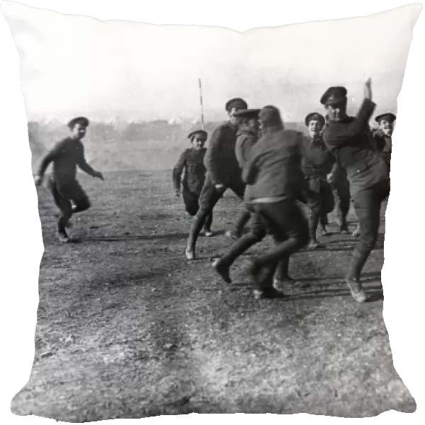 British troops playing football at Christmas, Salonika, WW1