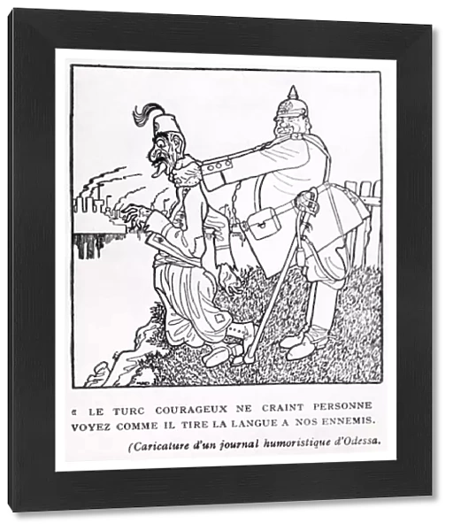 Satirical cartoon with Turkish and German soldiers, WW1
