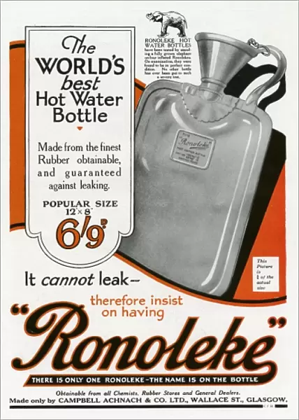 Advert for Ronoleke hot water bottle